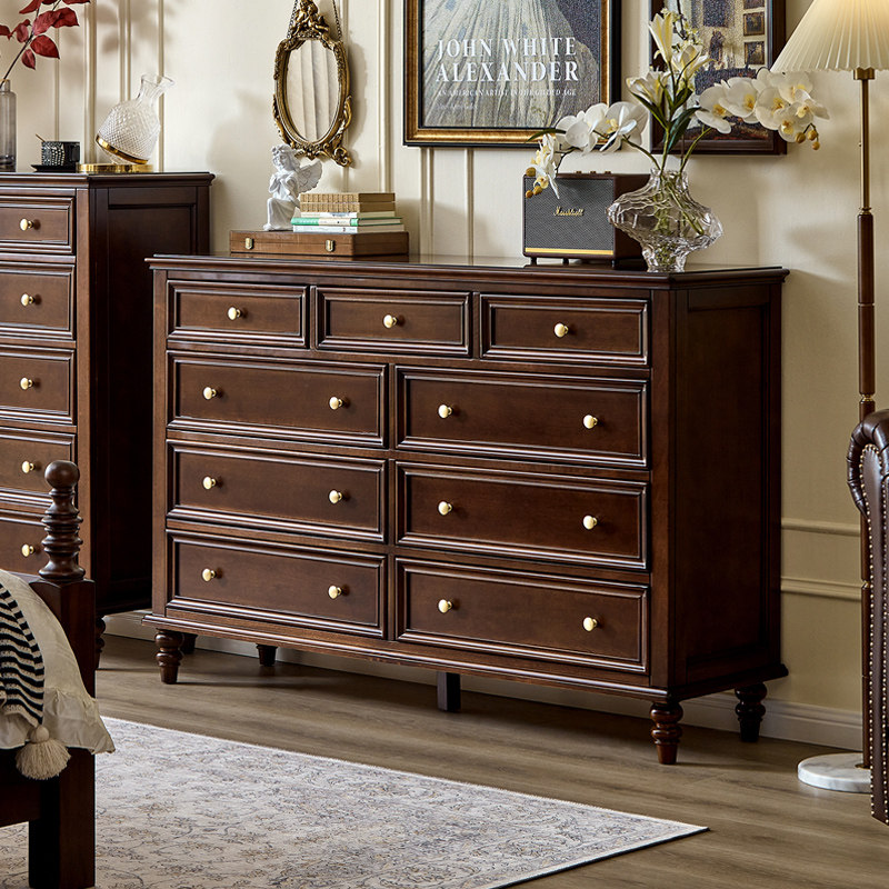 美式纯全实木六斗柜客厅卧室储物收纳柜樱桃木五七九斗橱抽屉柜子