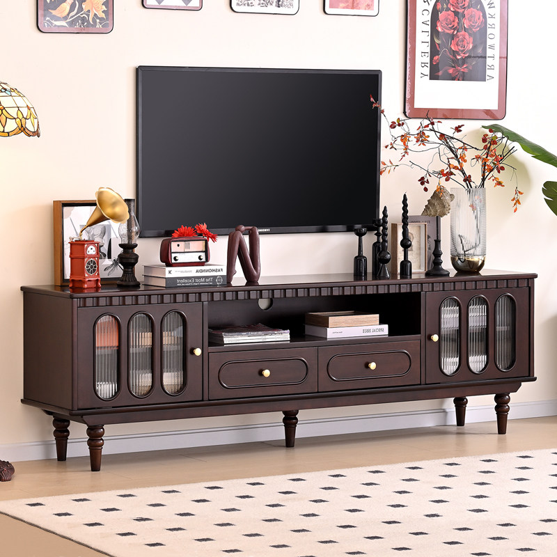 法式纯实木电视柜茶几组合轻复古客厅小户型美式电视机柜落地家具