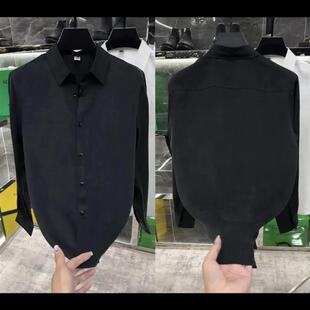 Golden Closet春秋季男士天丝亚麻老钱风K衬衫帅气范休闲潮流范.