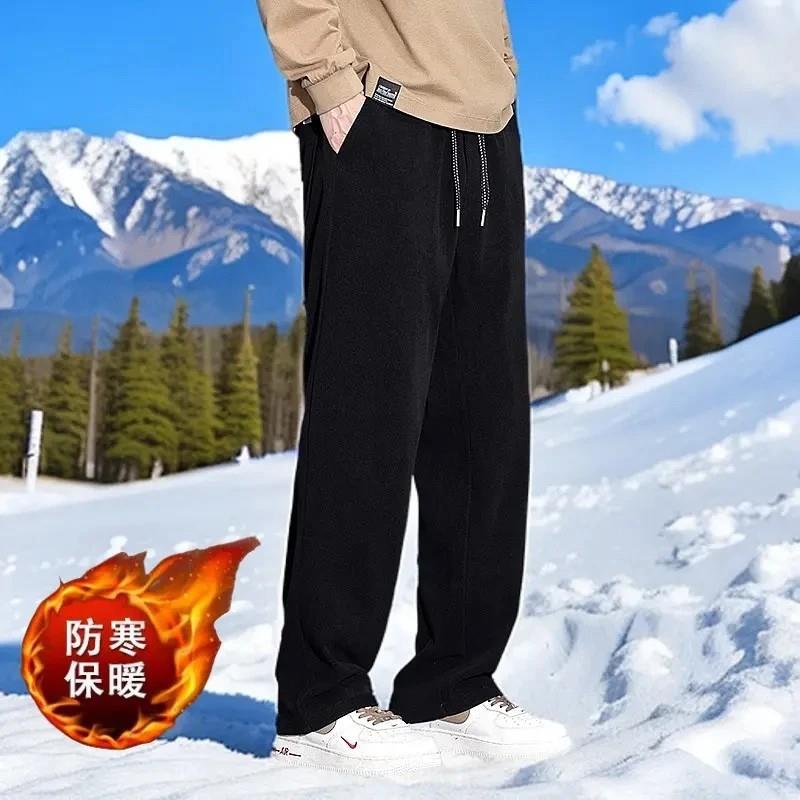 青澜之嘉新款博澳绒休闲裤m男阔腿裤2025潮流男裤冬季宽松直筒长
