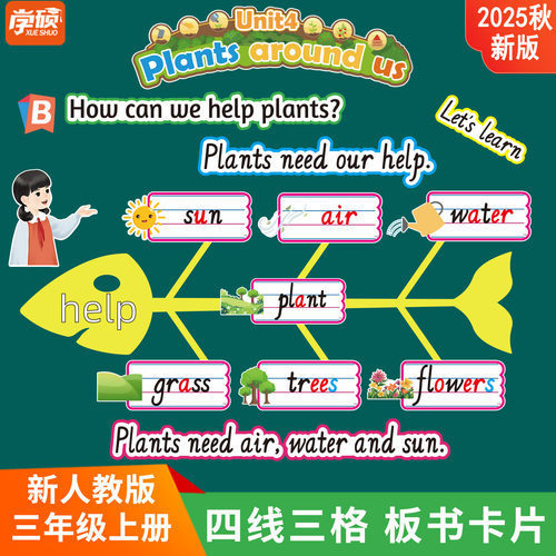 新人教版三年级四线三格单词卡片