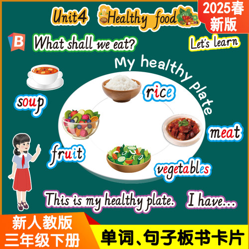 2025新版人教3下单词句子卡片