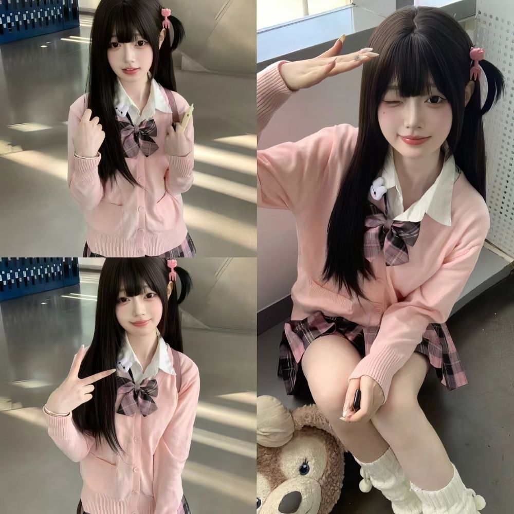 jk制服套装女学院风百褶裙收腰显瘦衬衫学生针织开衫衬衣半身裙子