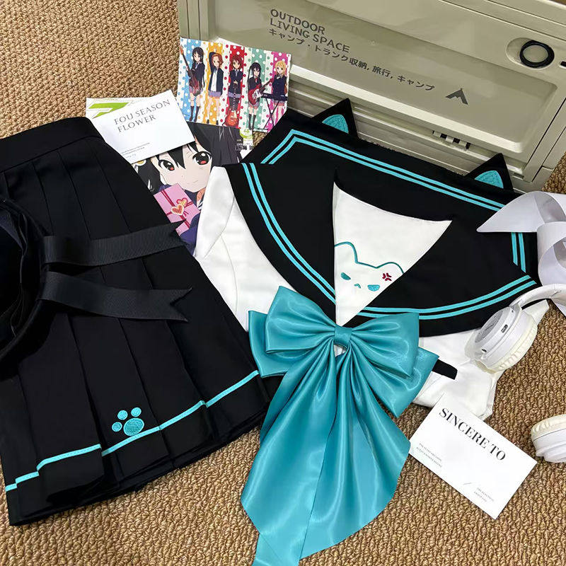 甜嗑原创【恶魔猫】双胸档正版jk制服学院风可爱水手服刺绣套装女