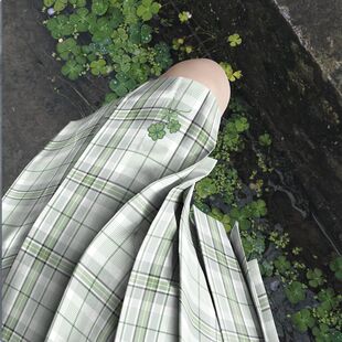 【幸运四叶草】御茶家新品 绿色JK格裙正版原创制服套装狗短裙子