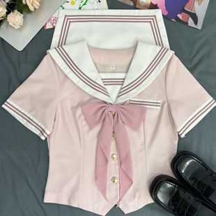 知半城【梨音学姐】原创日系正版双子收腰款水手服套装百搭中间服