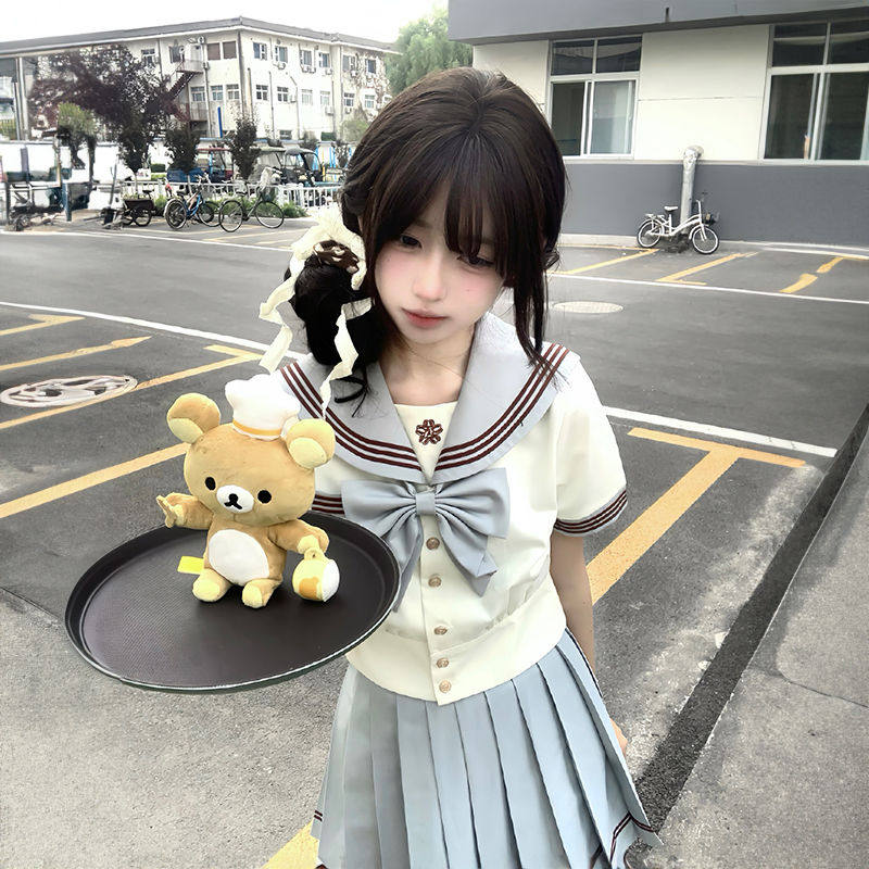 狐兔JK原创抹茶白巧日系水手服套装女中间服短袖JK制服甜美学院风