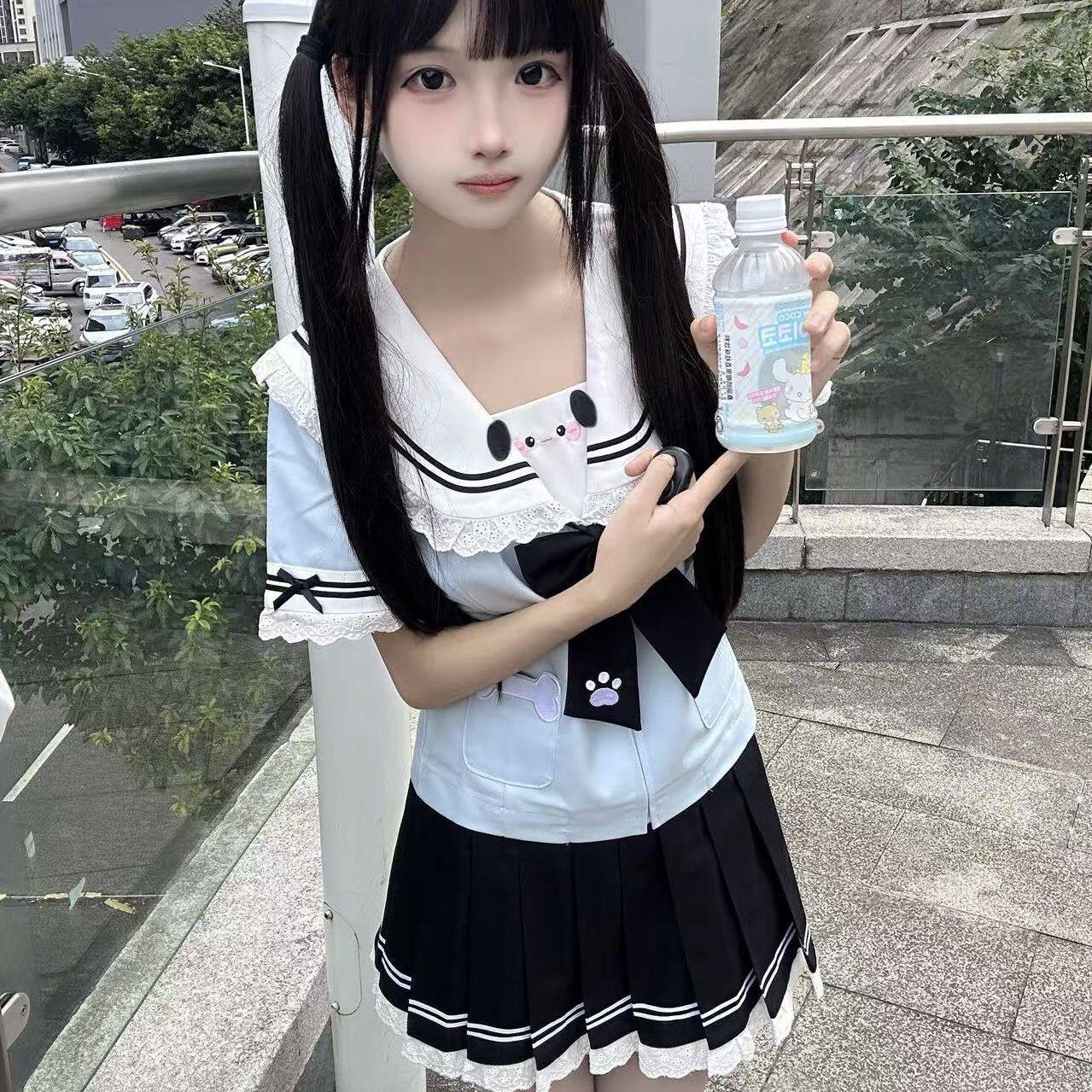 千岛记原创jk正版萌骨记日系可爱学院水手服短袖甜美JK制服套装