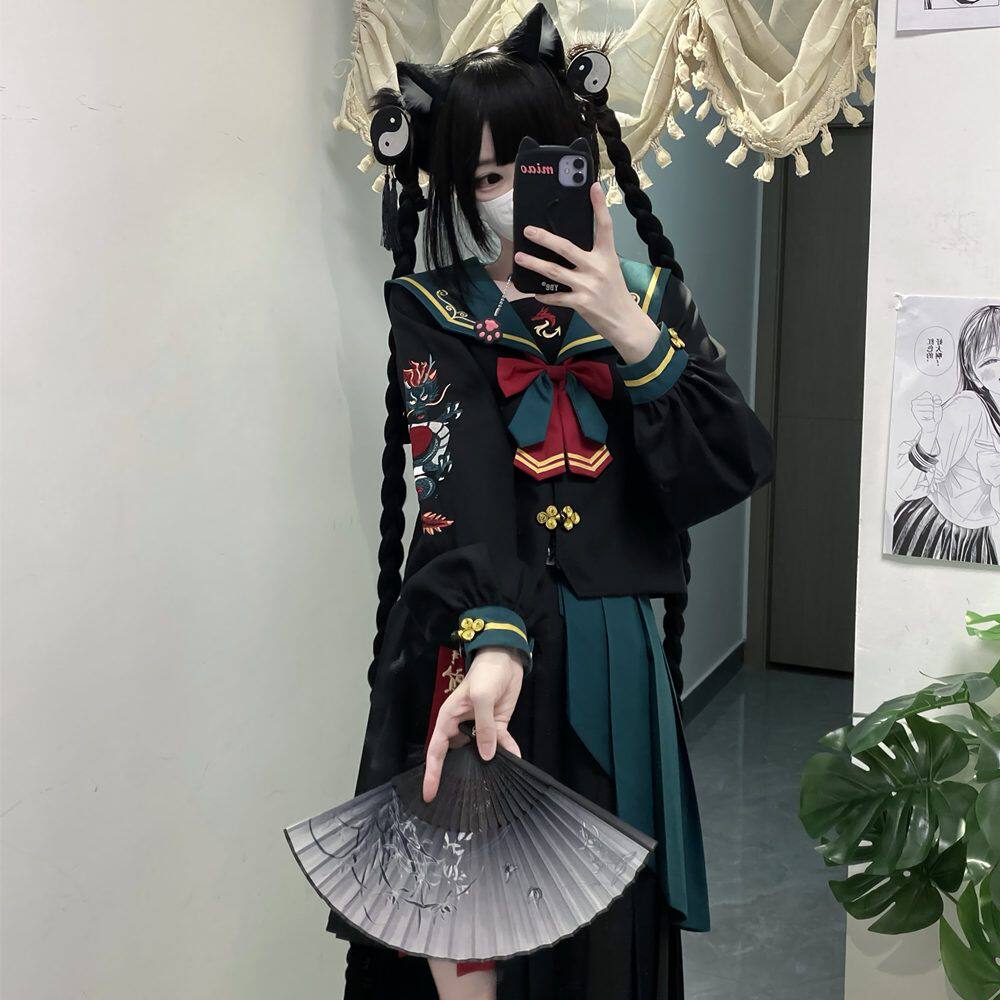 【神北JK】原创 火龙 jk制服日系水手服长袖不良长裙套装春秋新款