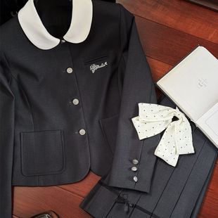 椿岛森原创【小椿茶】西装学院风jk制服四粒扣小香风西服长裙套装