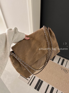 小众泼墨废土风腋下包包女 秋冬百搭大容量链条单肩包 软软 包