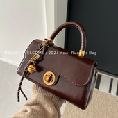 软软 包 韩系小众复古百搭高级感手提斜挎包包女纯色简约小方包