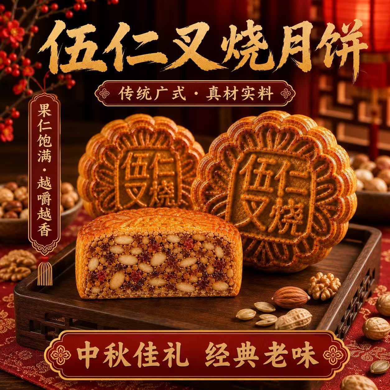 山姆超市广式五仁叉烧大月饼正宗传统茶点老式伍仁饼中秋手工老式