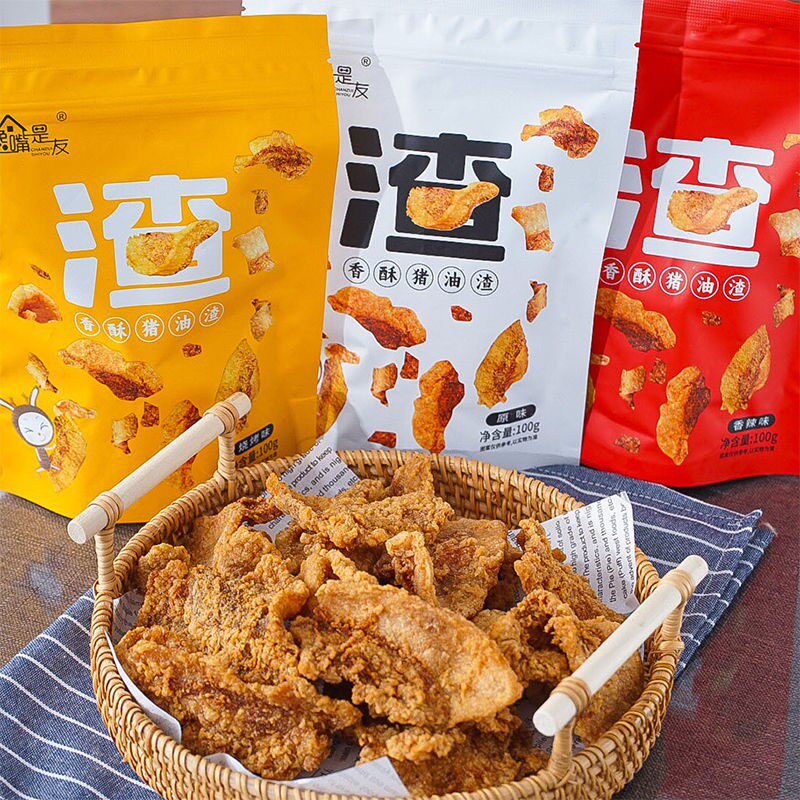 山姆冠香酥猪油渣整箱猪肉渣原味香辣青岛风味油炸脆皮五花肉猪油