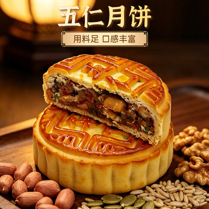 山姆冠鲁津园正宗五仁月饼中式传统老式糕点广式青红丝中秋糕点