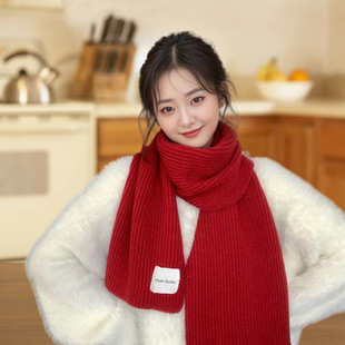 纯色保暖学院风短 感百搭韩版 2024针织毛线围巾围脖女冬季 新款