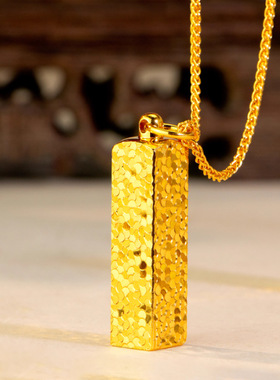 爆闪四方来财碎冰冰小金条吊坠项链男女同款轻奢小众送女朋友礼物