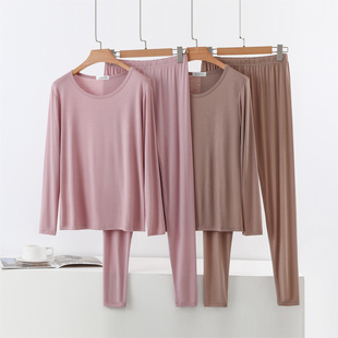 薄款 女秋冬季 大码 内搭打底衫 两件套 莫代尔圆领秋衣秋裤 打底裤 套装