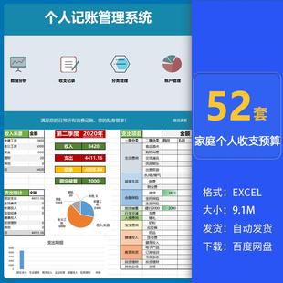 家庭账本年度分析表个人花销月度费用收支记账管理系统excel表格