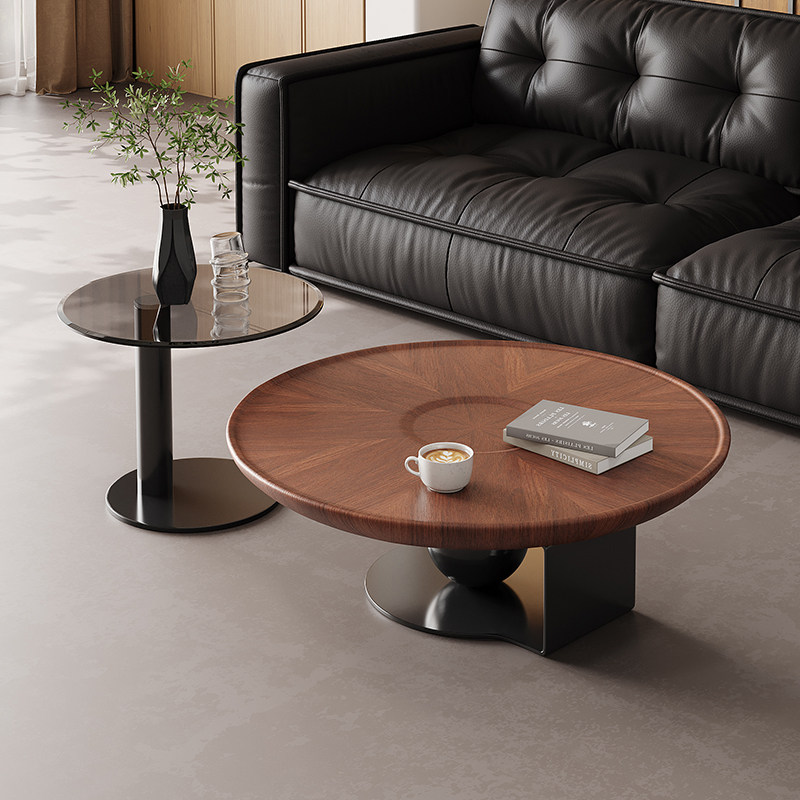意式极简圆形创意茶几边几组合现代简约客厅家用小户型轻奢高级感