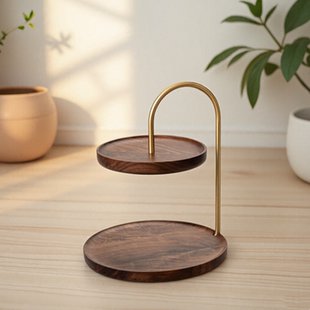 玄关收纳盒桌面高级实木质托盘多层收纳香水梳妆台化妆品置物架