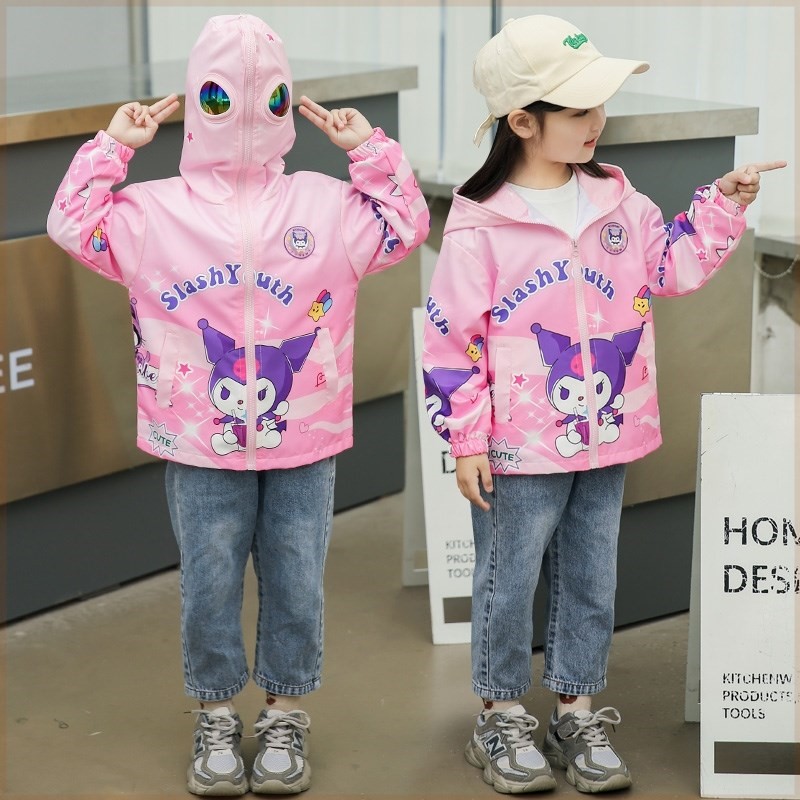 女童奥特曼外套春季儿童连帽子拉链戴带眼镜女孩蜘蛛侠春秋薄衣服