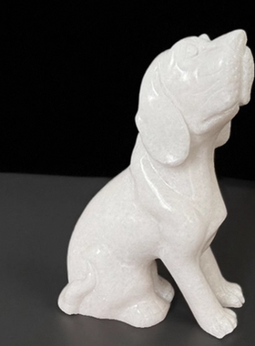 天然玉石白玉狗摆件生肖狗