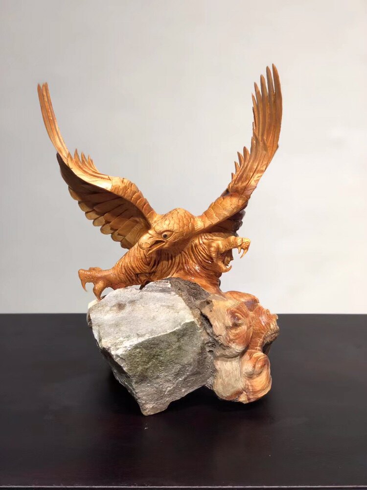 崖柏根雕摆件雕刻动物工艺品客厅办公室乔迁祝福现代仿古摆件