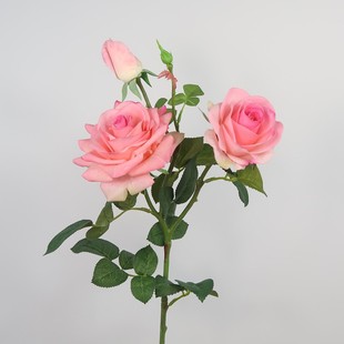 欧式 玫瑰花束3头荔枝玫瑰家居装 饰婚庆花艺假花 逼真仿真手感保湿