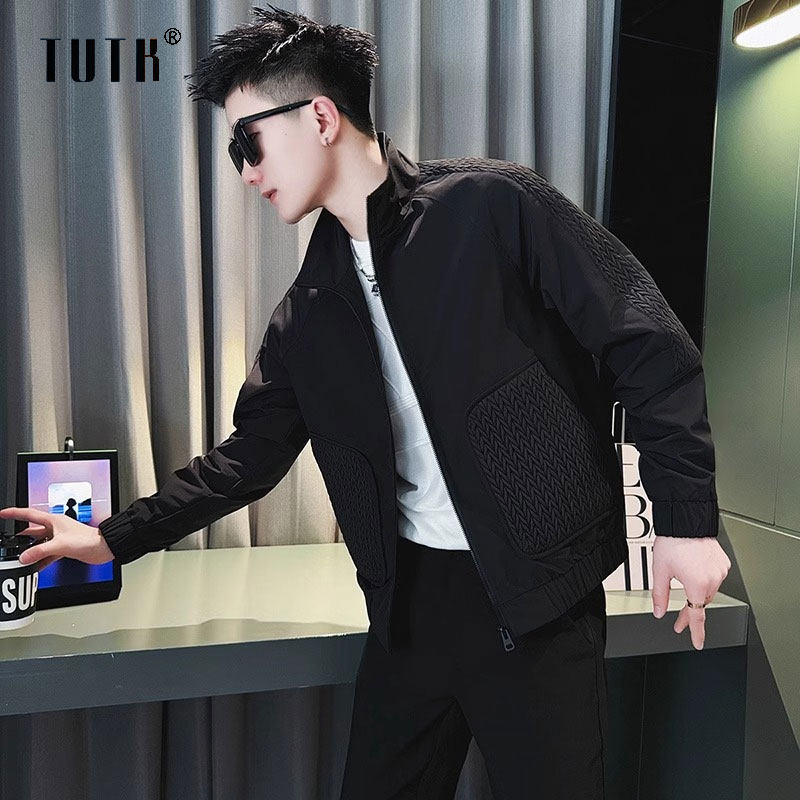 黑色外套男士2025新款春秋季高级感潮牌宽松痞帅短款立领休闲夹克