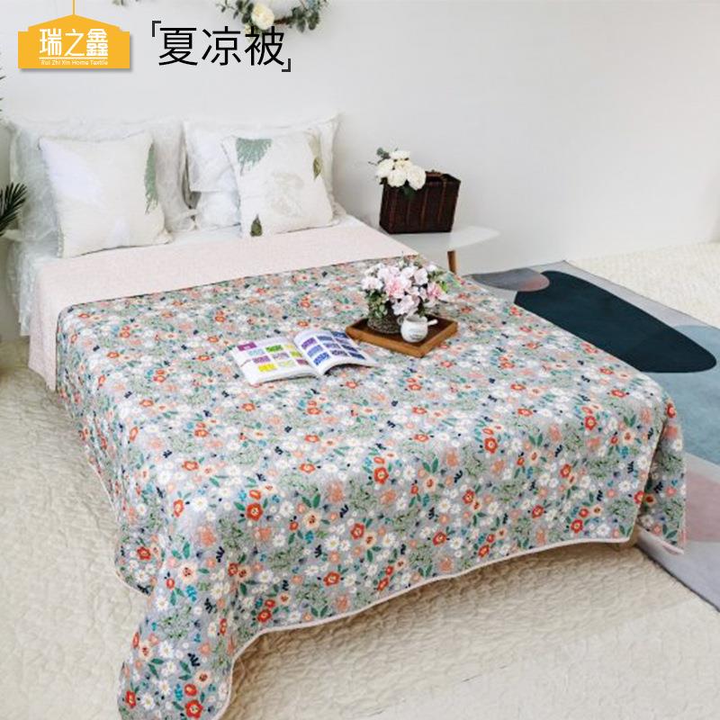 新款流行斜纹全棉绗缝水洗夏被可机洗双面全棉印花夏季薄被