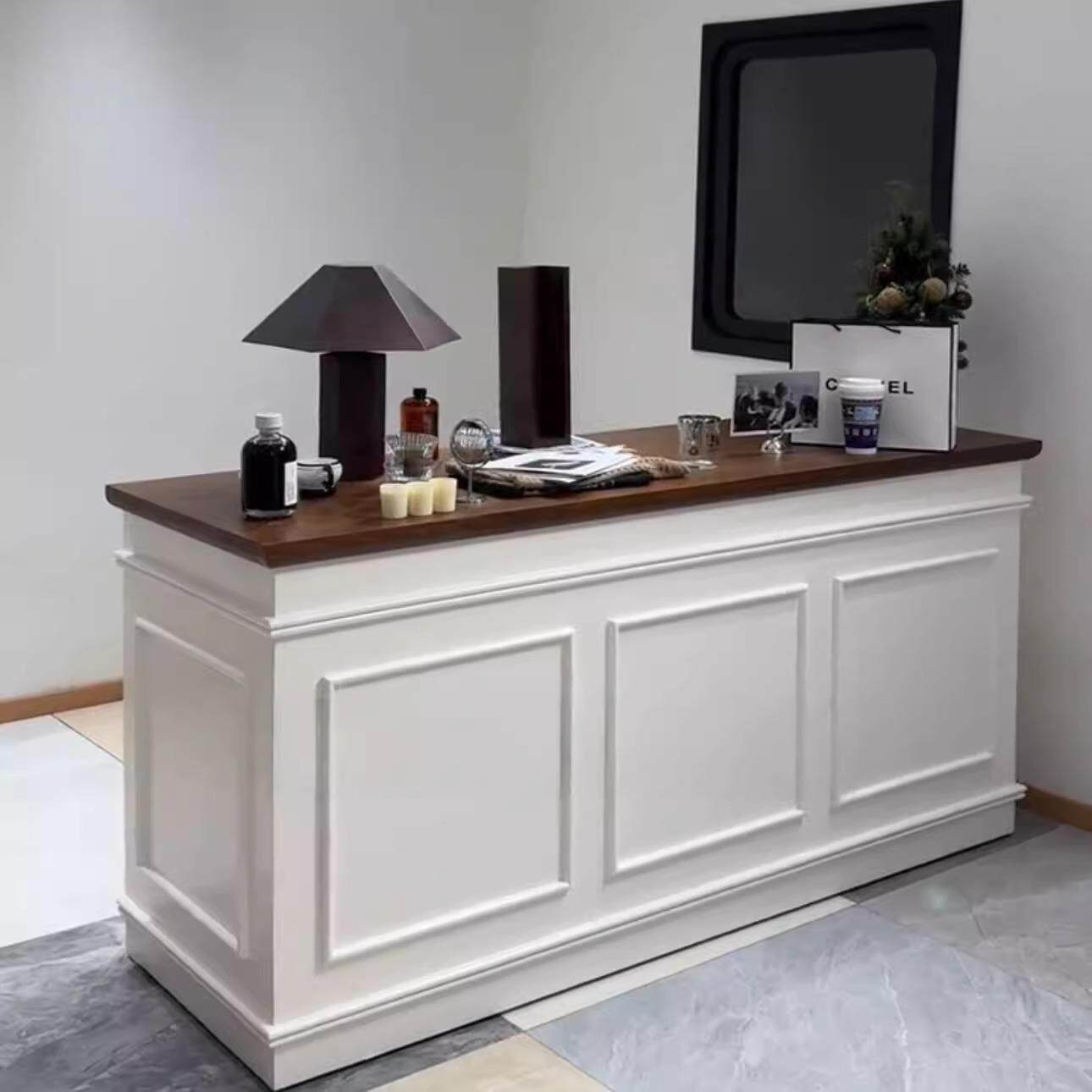 服装店收银台简约现代女装买手店烤漆吧台花店奶茶店小型前台柜台