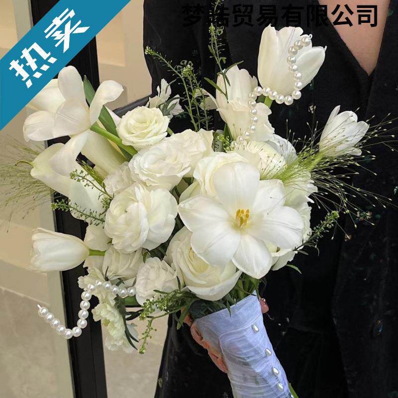 森系旅拍园林风高级法式道具拍照婚礼瀑布水滴仿真新娘韩式手捧花