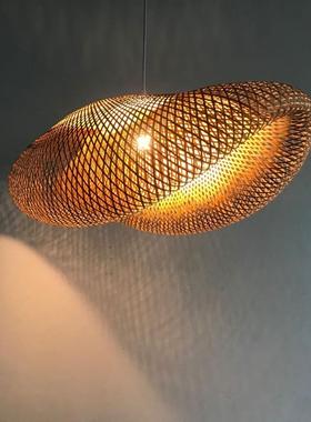 乡村竹编吊灯餐厅竹艺灯具日式民宿客栈竹藤吊灯复古竹艺编织吊灯