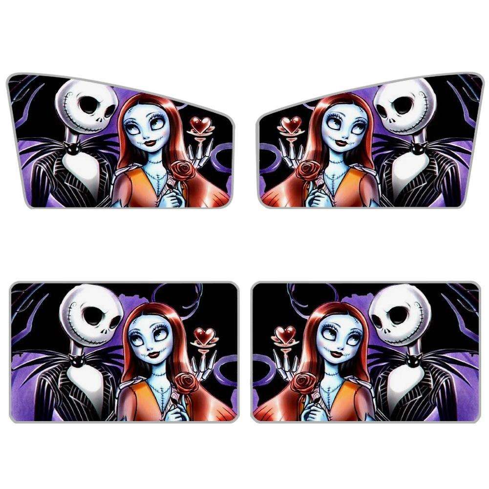 汽车遮阳挡圣诞杰克侧挡车窗遮阳板四件套斜档来图印花