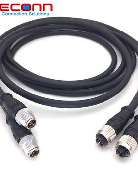 M12X型编码8P连接器8PIN8芯公头转母头Gigabit超高速以太网线