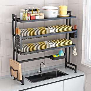 多功能沥水碗架厨房水槽置物架可调节碗碟盘子收纳架水池洗碗架