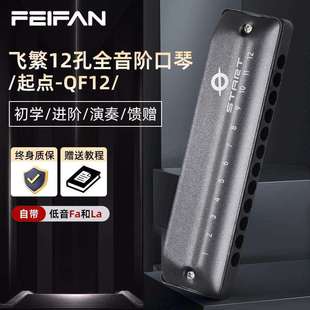 FEIFAN飞繁12孔布鲁斯口琴全音阶低音带FaLa初学者成人演奏口琴