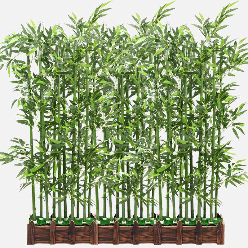 仿真竹子套装饰隔断屏风公司绿植加密塑料假竹子树叶展厅橱窗饰品