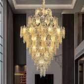 复式 楼大吊灯轻奢水晶客厅灯自建房别墅大厅主灯广东中山灯具灯饰