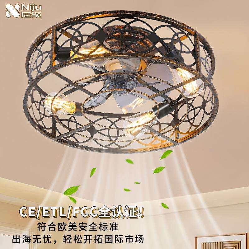 专用超亮风扇灯高级感卧室隐形2025年新款主卧大厅一体吊扇