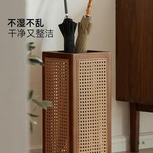 中式实木雨伞收纳架藤编家用门口落地雨伞桶玄关入户伞架置物架子