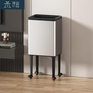 不锈钢垃圾桶家用高级感可移动免弯腰高款大容量客厅厨房2025新款