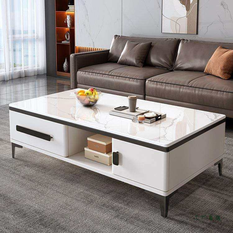 岩板茶桌客厅家用小户型简约现代轻奢感可伸缩电视柜茶几组合