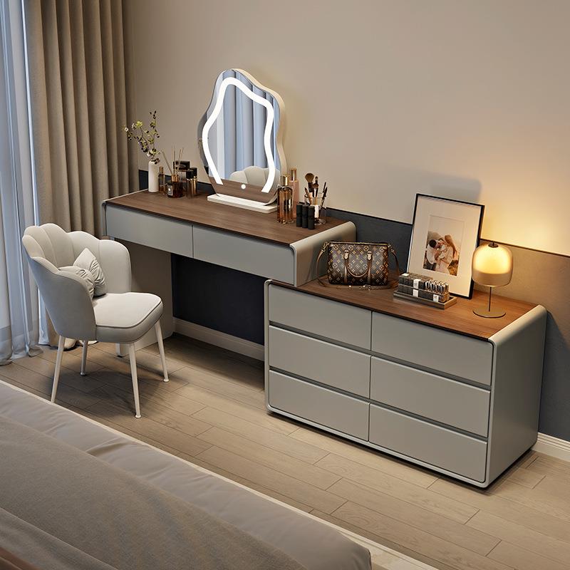 2025新款奶油风实木梳妆台卧室简约现代轻奢感化妆桌斗柜一L^