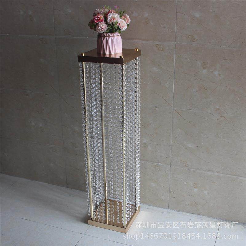 婚庆道具珠帘布景2018新款婚礼铁艺架子电镀款花架引路灯水晶路引