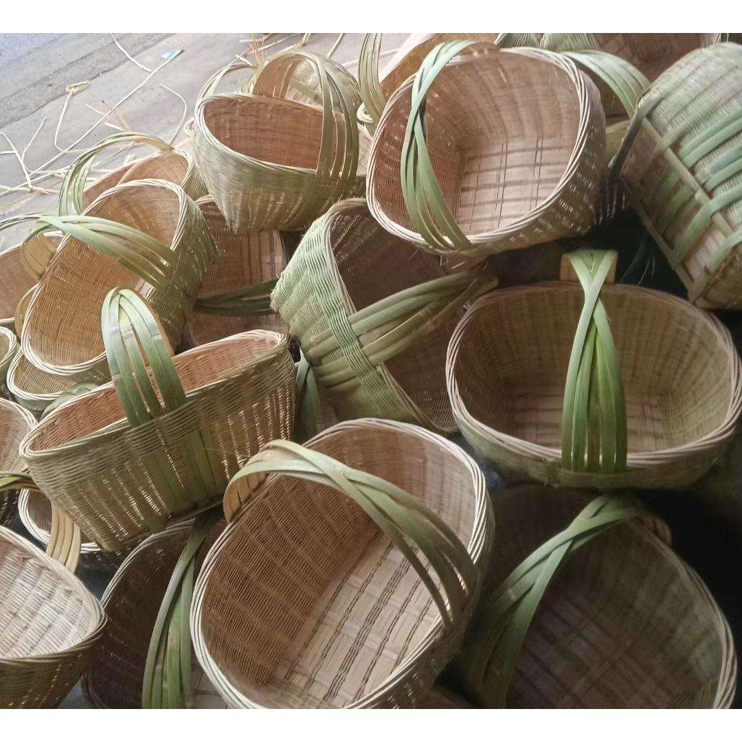 农村家用竹编篮手提买菜篮子手工编织鸡蛋篮圆形竹篮水果收纳篮筐