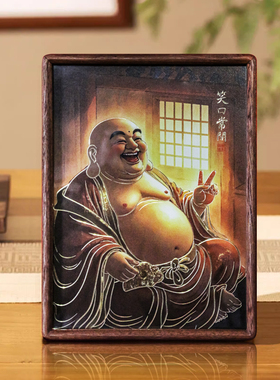 铜艺世家笑口常开弥勒佛铜雕画