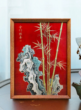 铜艺世家金竹报喜太湖石铜雕画