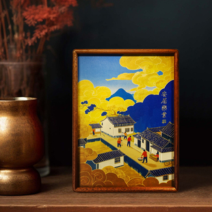 铜艺世家手工錾刻铜雕画安居乐业家居装饰画玄关客厅桌面摆件摆台